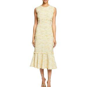 NWT Santorelli Andi Yellow Tweed Midi Sheath Dress Office/Career/Cocktail 12(48)
